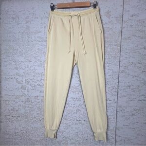 Aerie Womens Sweatpants Size XS Drawstring Pale Yellow Loungewear Boho Joggers